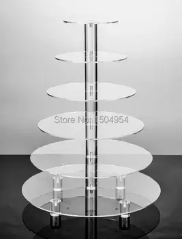 HMROVOOM Akrilni stalak za žele bonbona Okrugli 6-Tier prozirni Akrilni Stalak za Cupcakes / akrilni stalak za torte sa osnovom