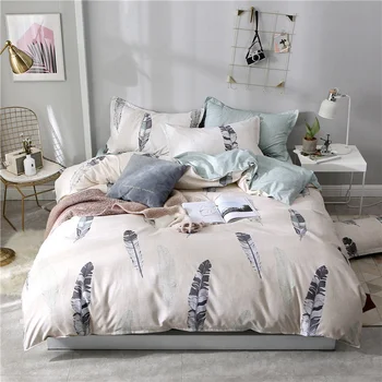 Set posteljine od mikrovlakana od 4 predmeta, 1 deka, 2 jastučnice i 1 krevetu Queen, King, Twin, u punoj veličini, jedinstveni dizajn, prozračni