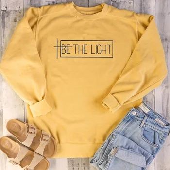 Ženski veste i свитшоты BE THE LIGHT, ženska majica i pulover okruglog izreza i duge rukave u stilu Харадзюку, vanjska odjeća Faith Tumblr